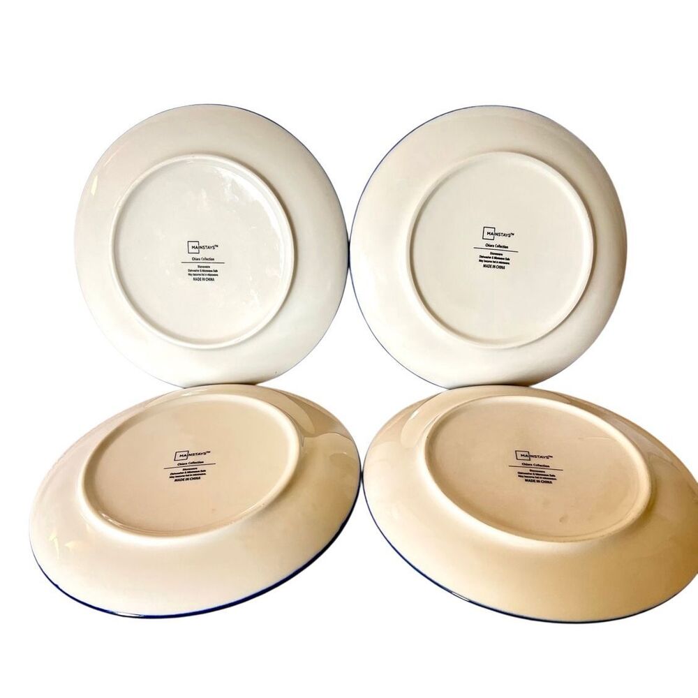 Chiara Mainstays Accent Salad Plate Blue & White Pattern Set of 4 - Picture 4 of 6